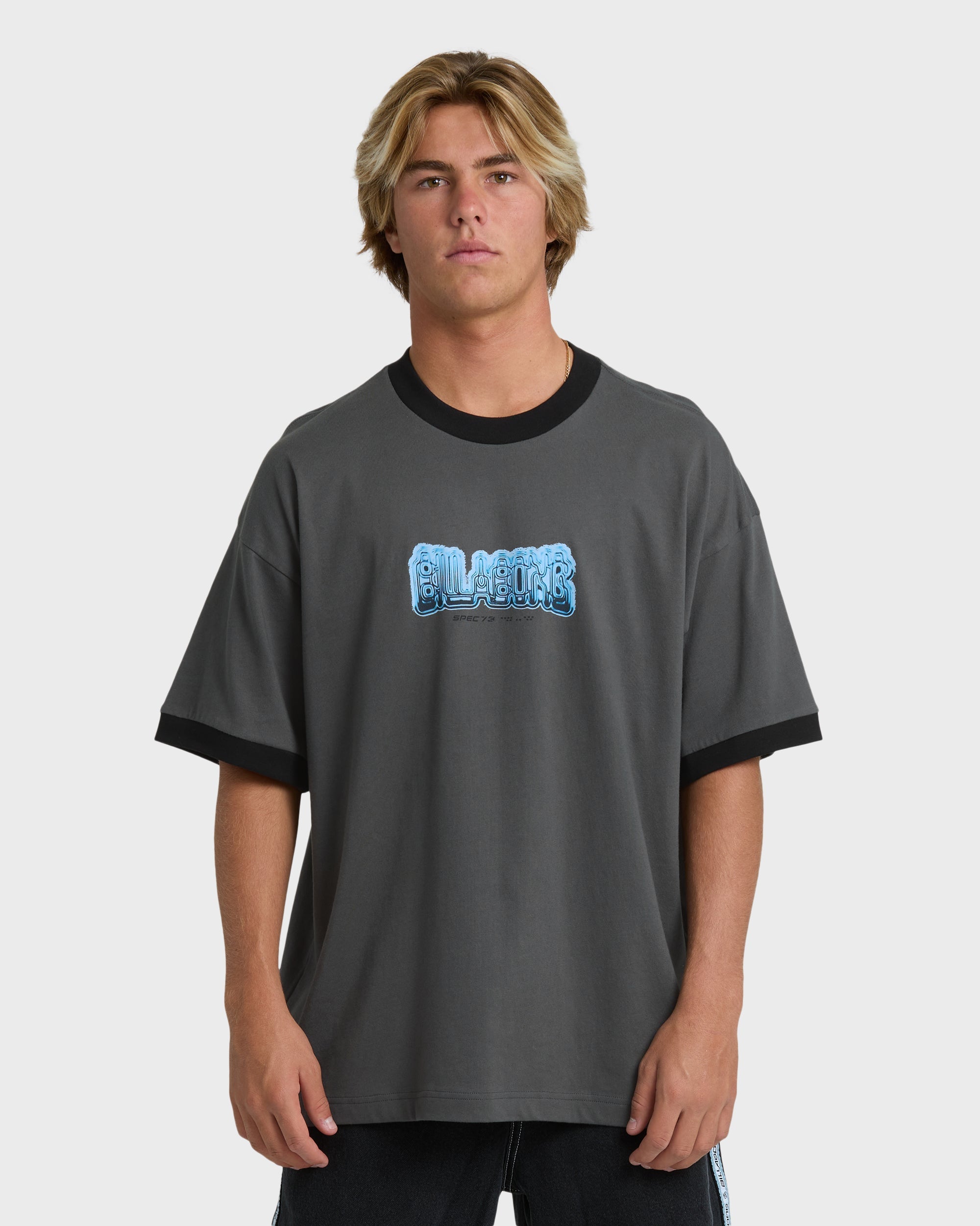 Spec 73 Spin Ringer Short Sleeve T-Shirt - Pewter