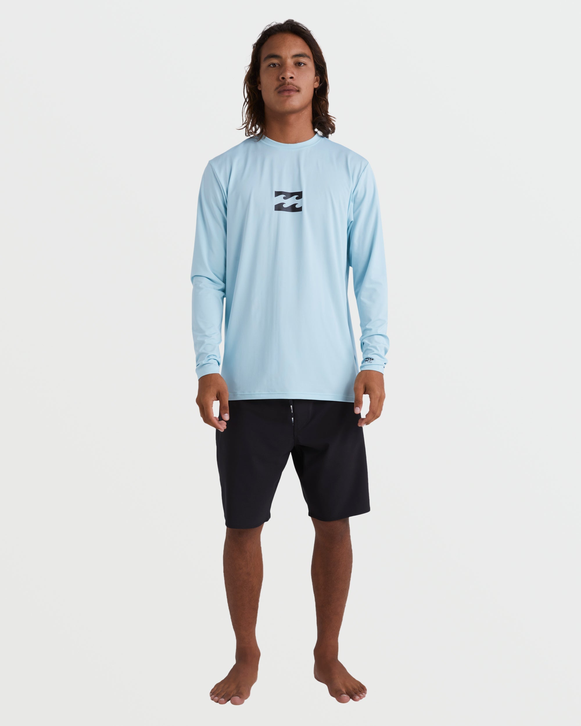 All Day Wave Loose Fit Long Sleeve Surf Tee - Coastal Blue