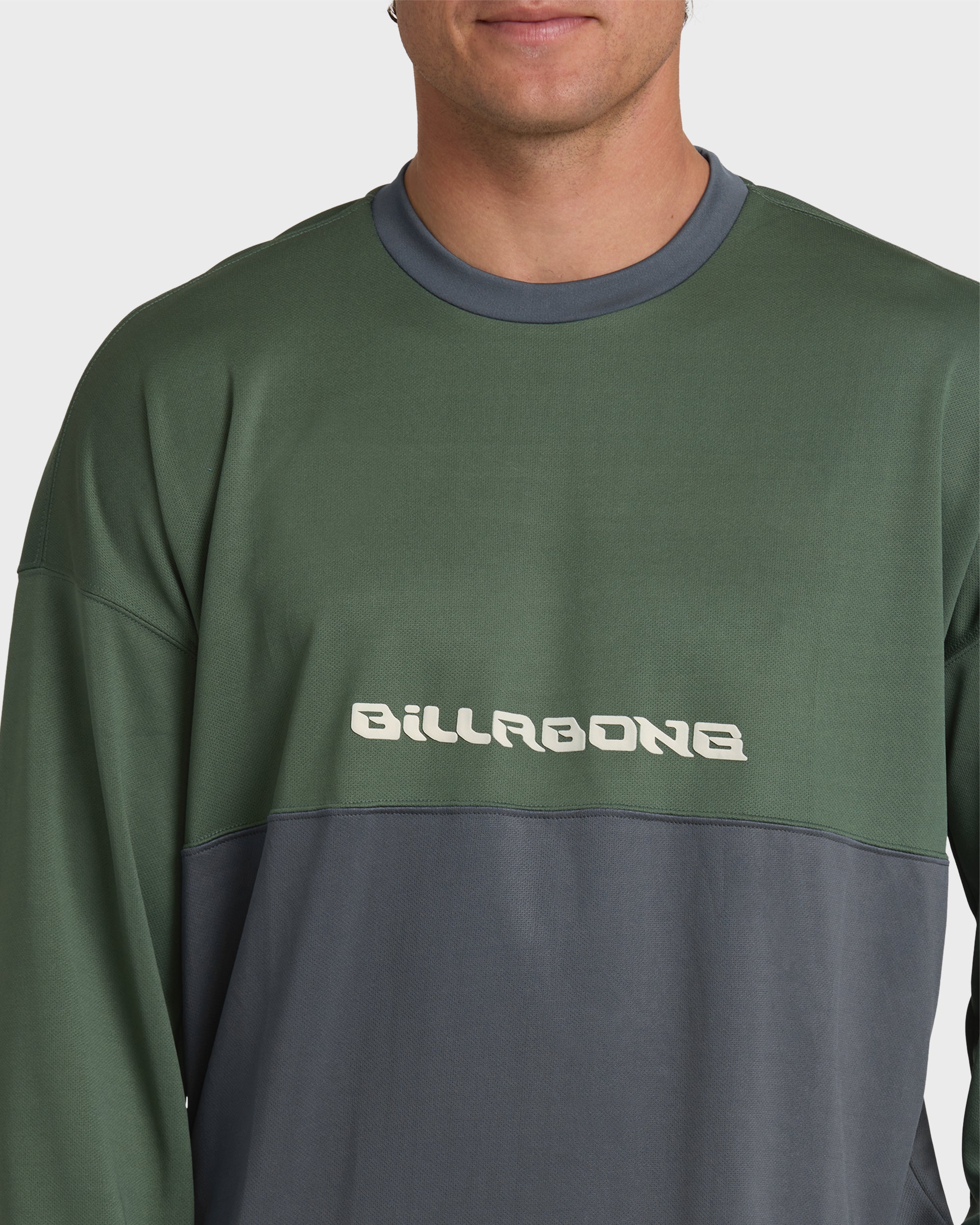 Deep Fake Crew Long Sleeve Knit Top - Hunter Green