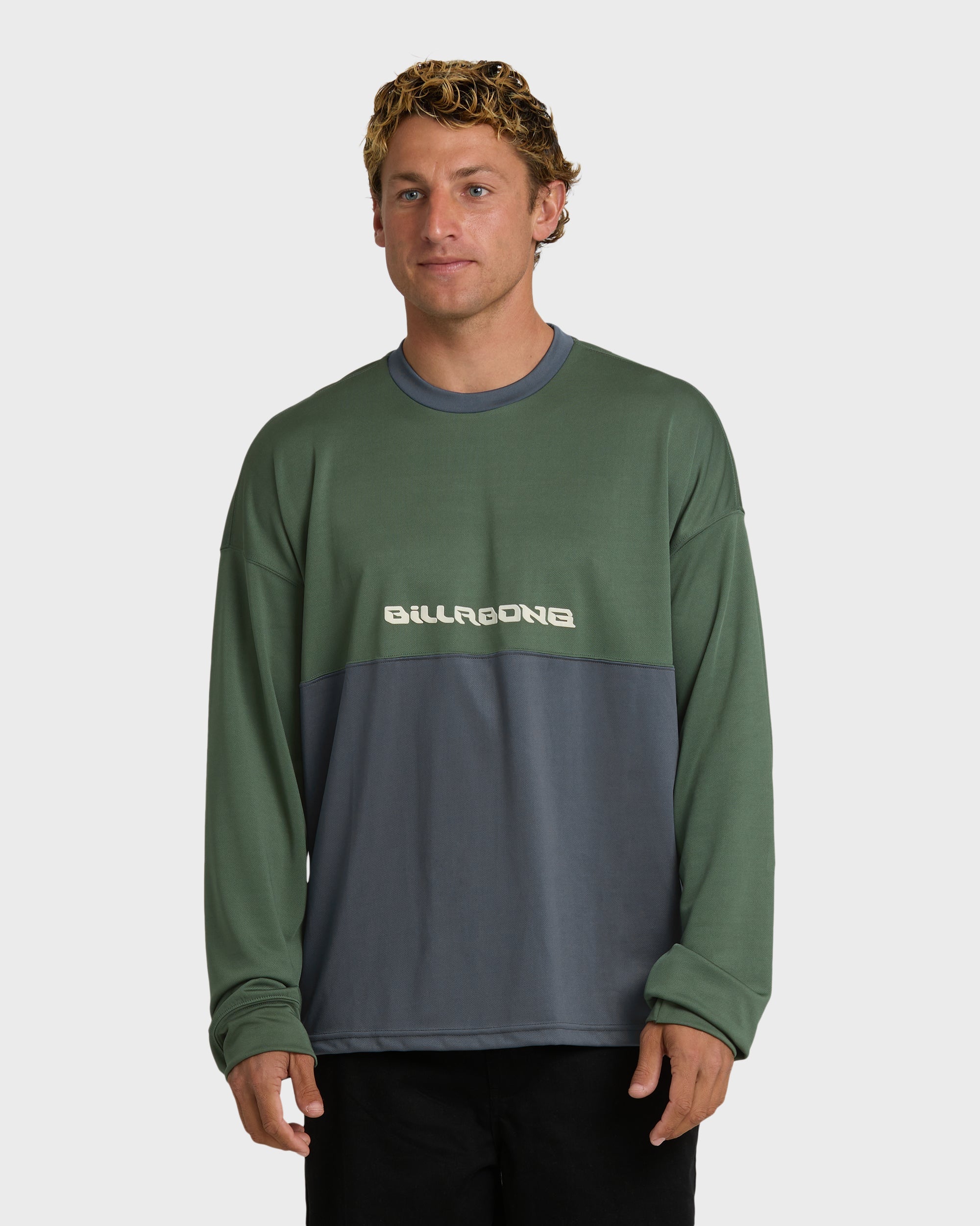 Deep Fake Crew Long Sleeve Knit Top - Hunter Green