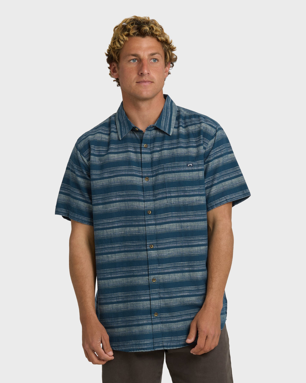 All Day Stripe Short Sleeve Shirt - Dark Denim