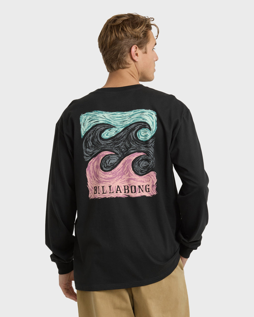 Crayon Wave Regular Long Sleeve T-Shirt - Washed Black