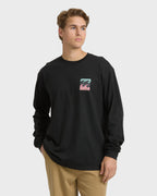 Crayon Wave Regular Long Sleeve T-Shirt - Washed Black