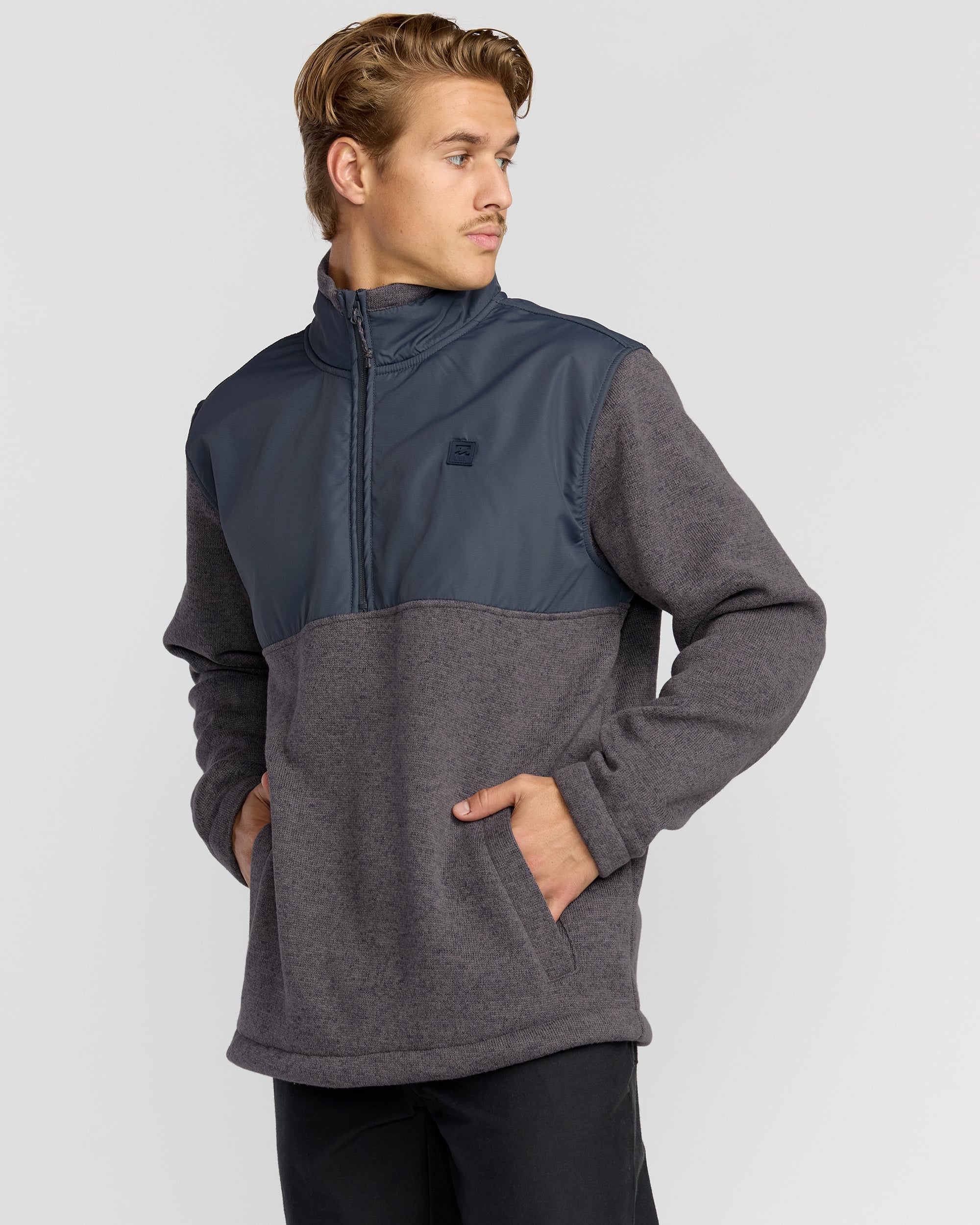 Boundary Blocked Mockneck Sweatshirt - Dusty Purple