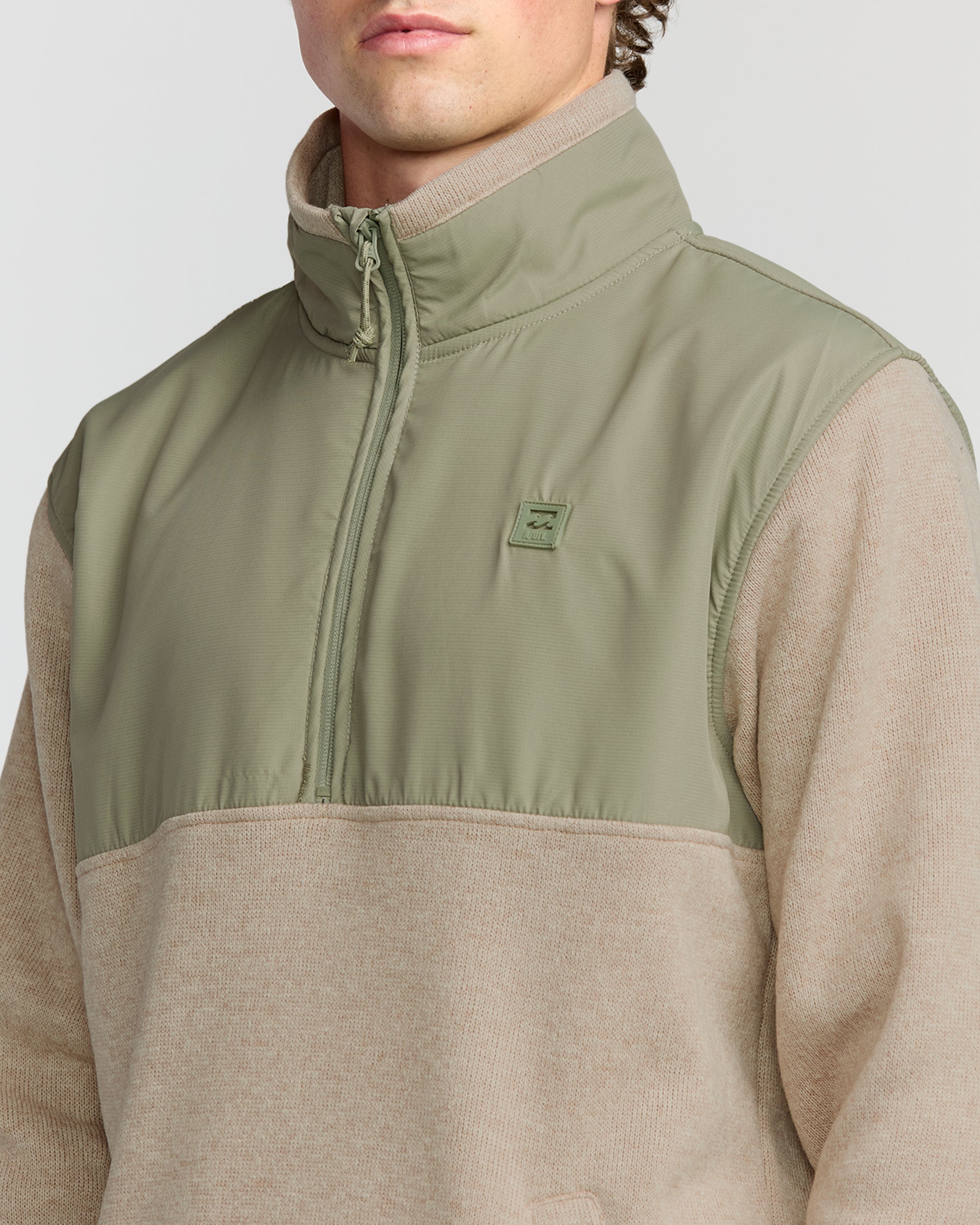 Boundary Blocked Mockneck Sweatshirt - Sand