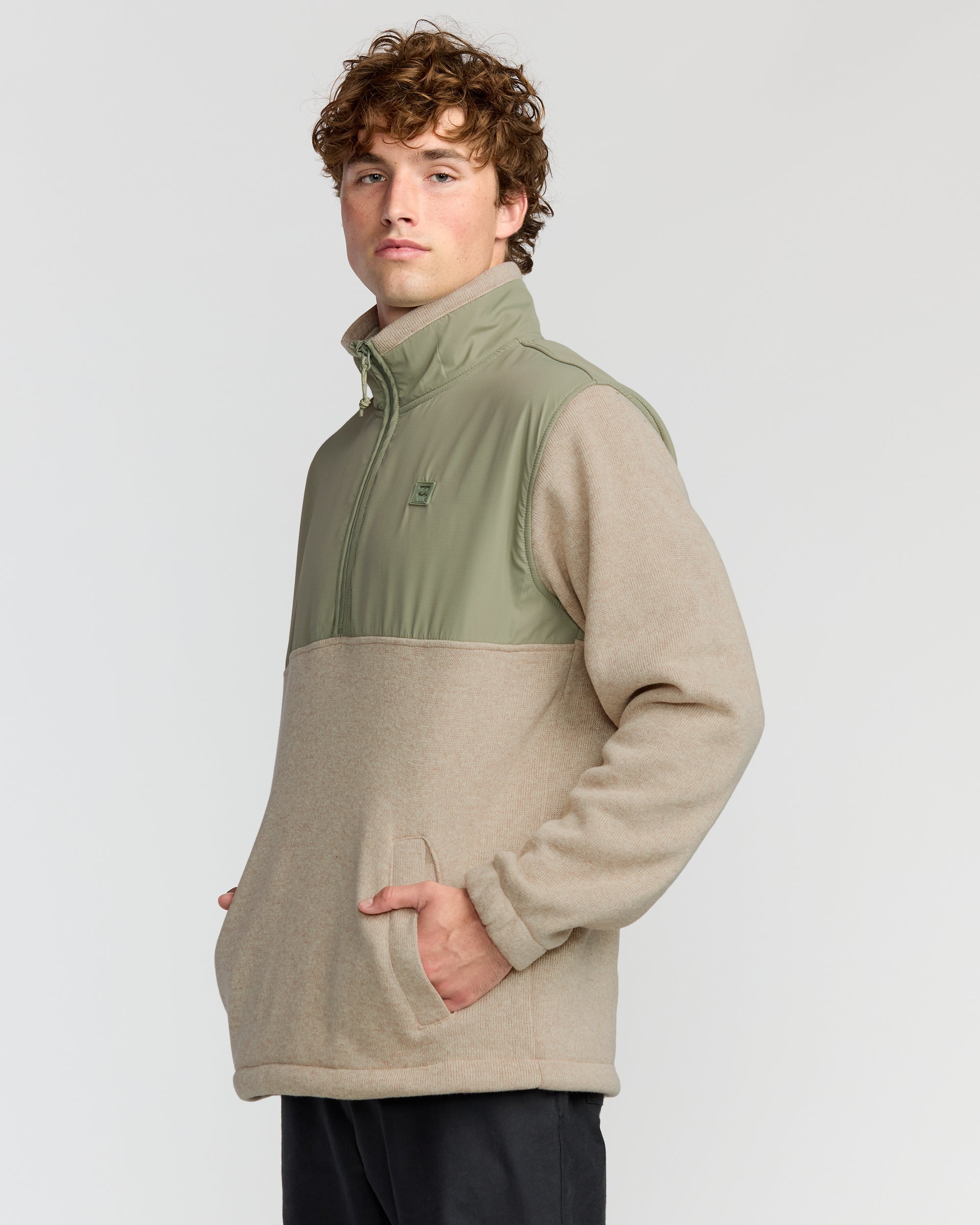 Boundary Blocked Mockneck Sweatshirt - Sand