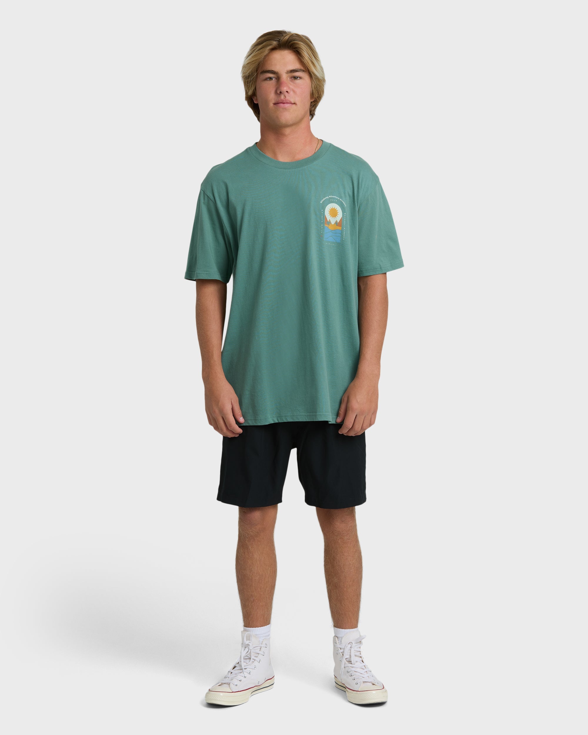 Sun Down Adiv Premium Short Sleeve T-Shirt - Sea Green