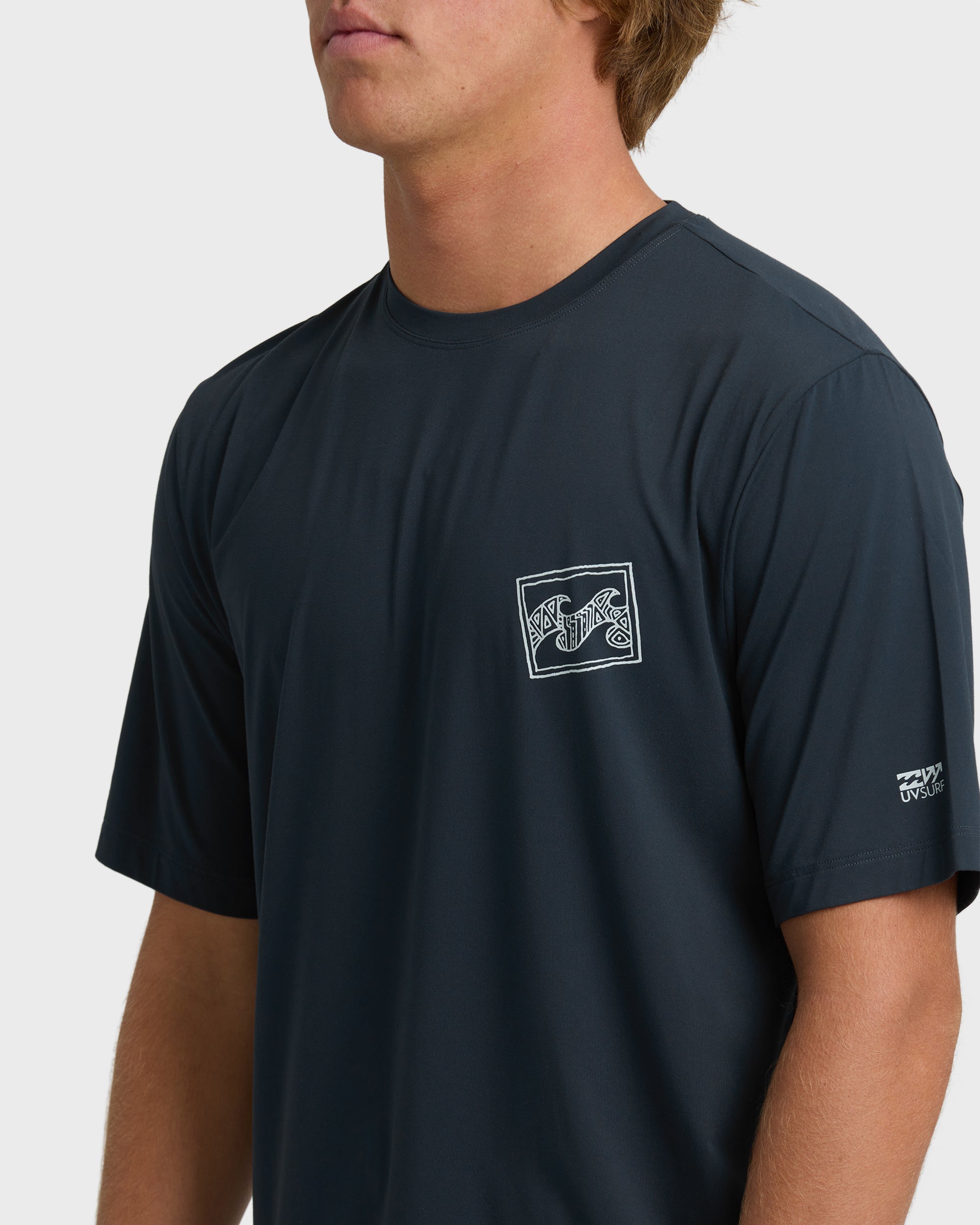 Crayon Wave Loose Fit Short Sleeve Surf Tee - Navy