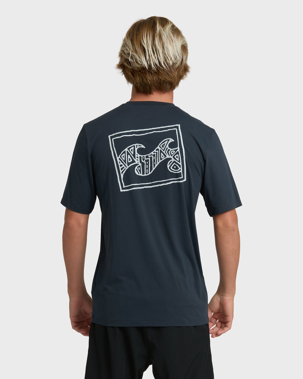 Crayon Wave Loose Fit Short Sleeve Surf Tee - Navy