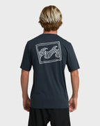Crayon Wave Loose Fit Short Sleeve Surf Tee - Navy