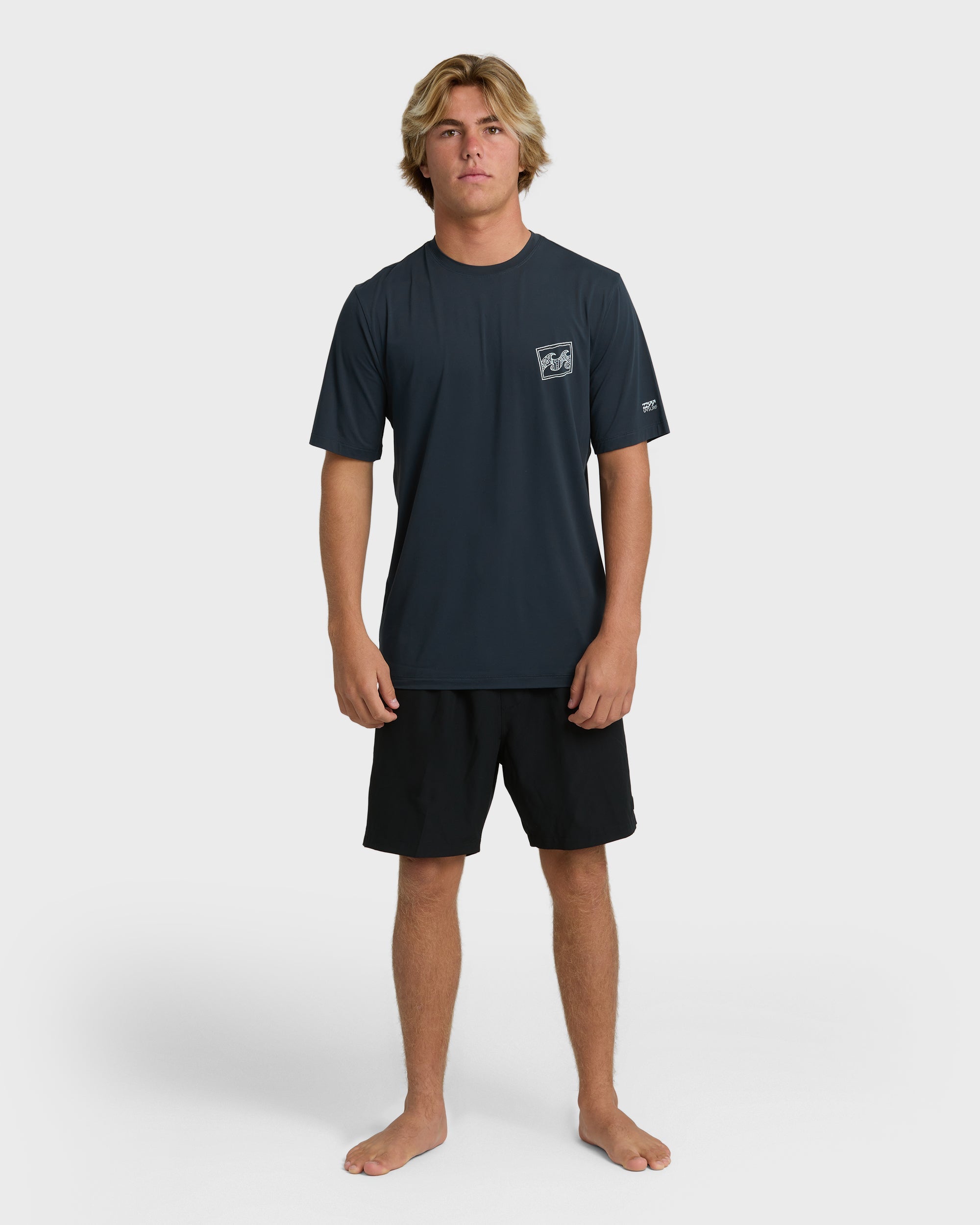Crayon Wave Loose Fit Short Sleeve Surf Tee - Navy