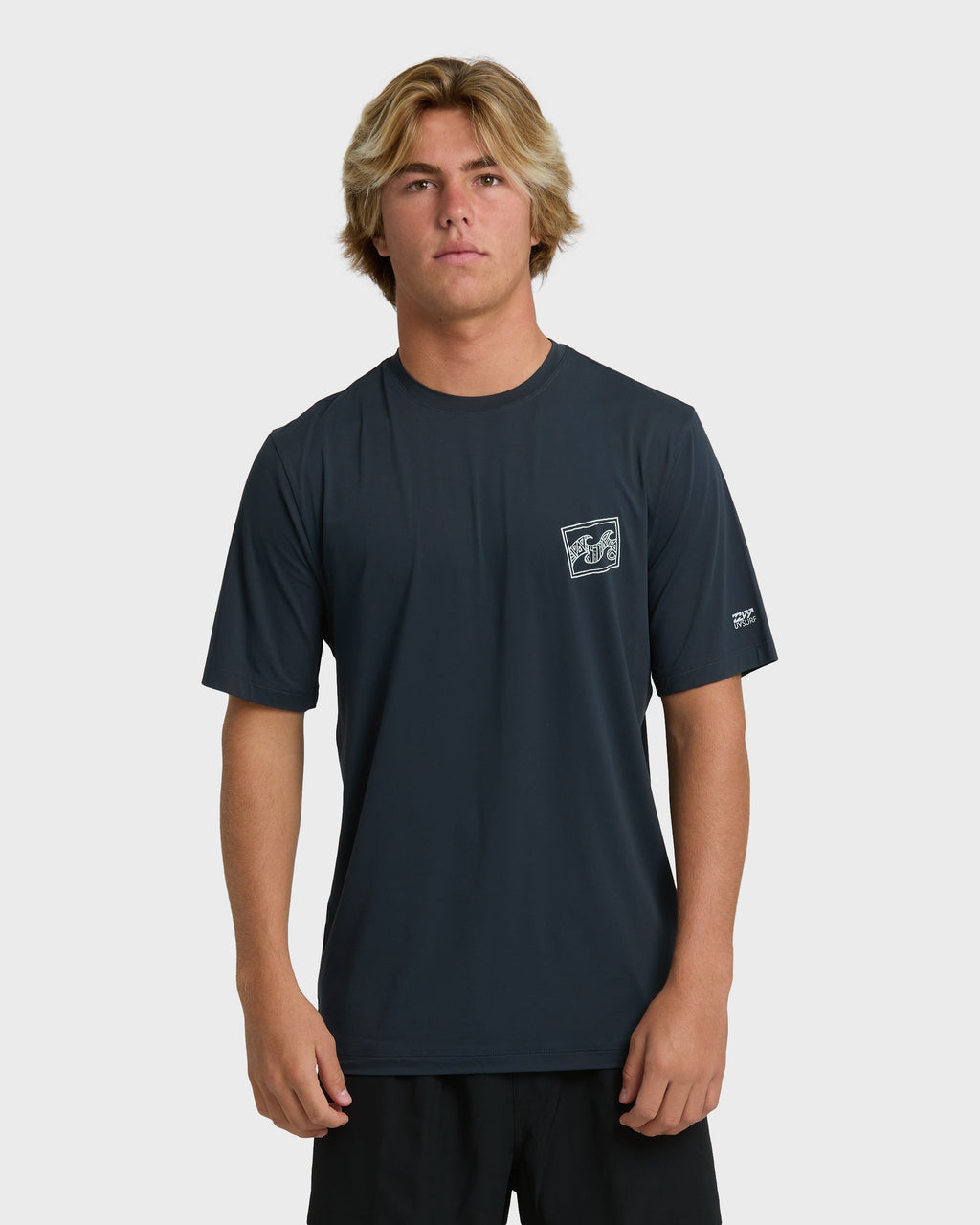 Crayon Wave Loose Fit Short Sleeve Surf Tee - Navy