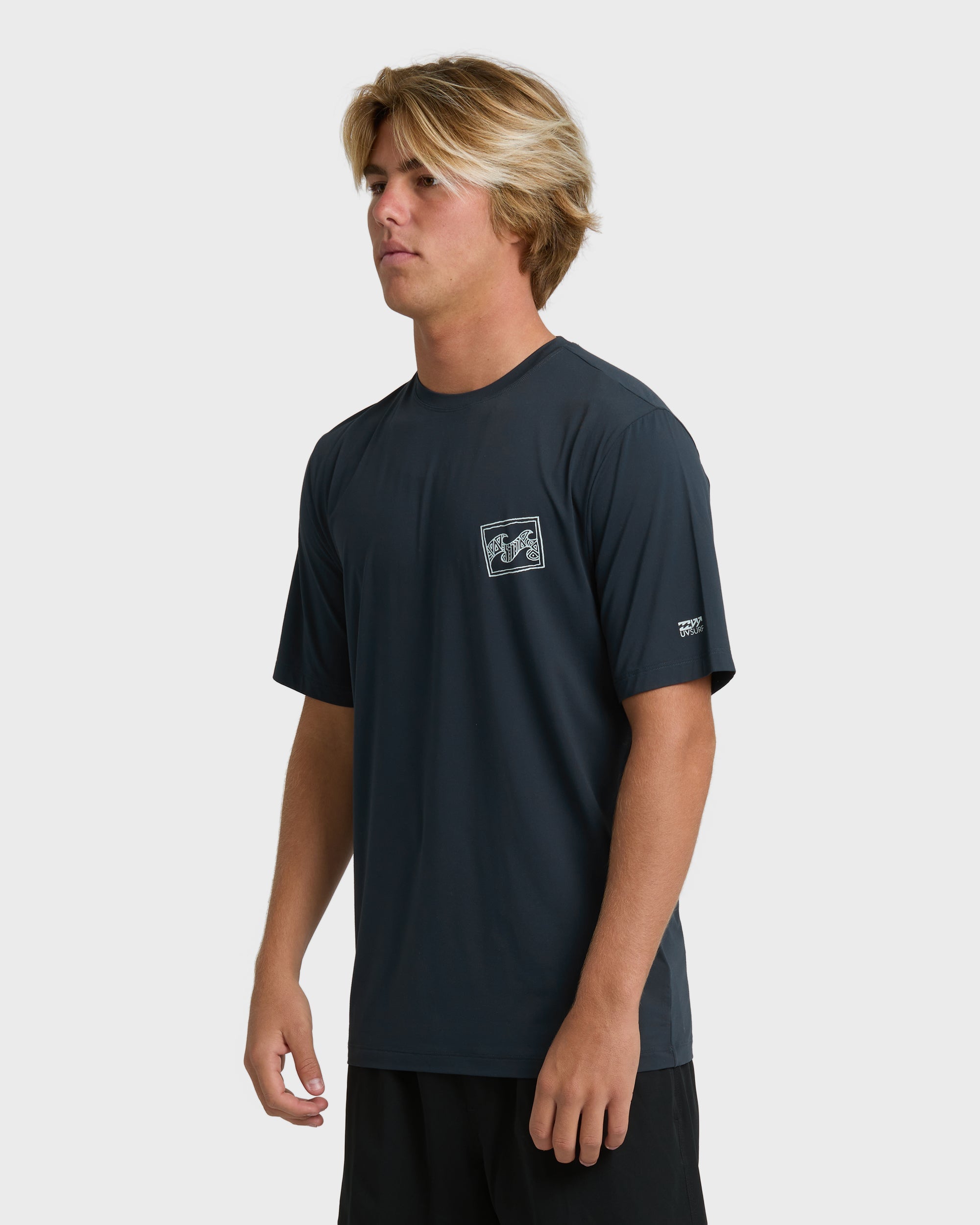 Crayon Wave Loose Fit Short Sleeve Surf Tee - Navy