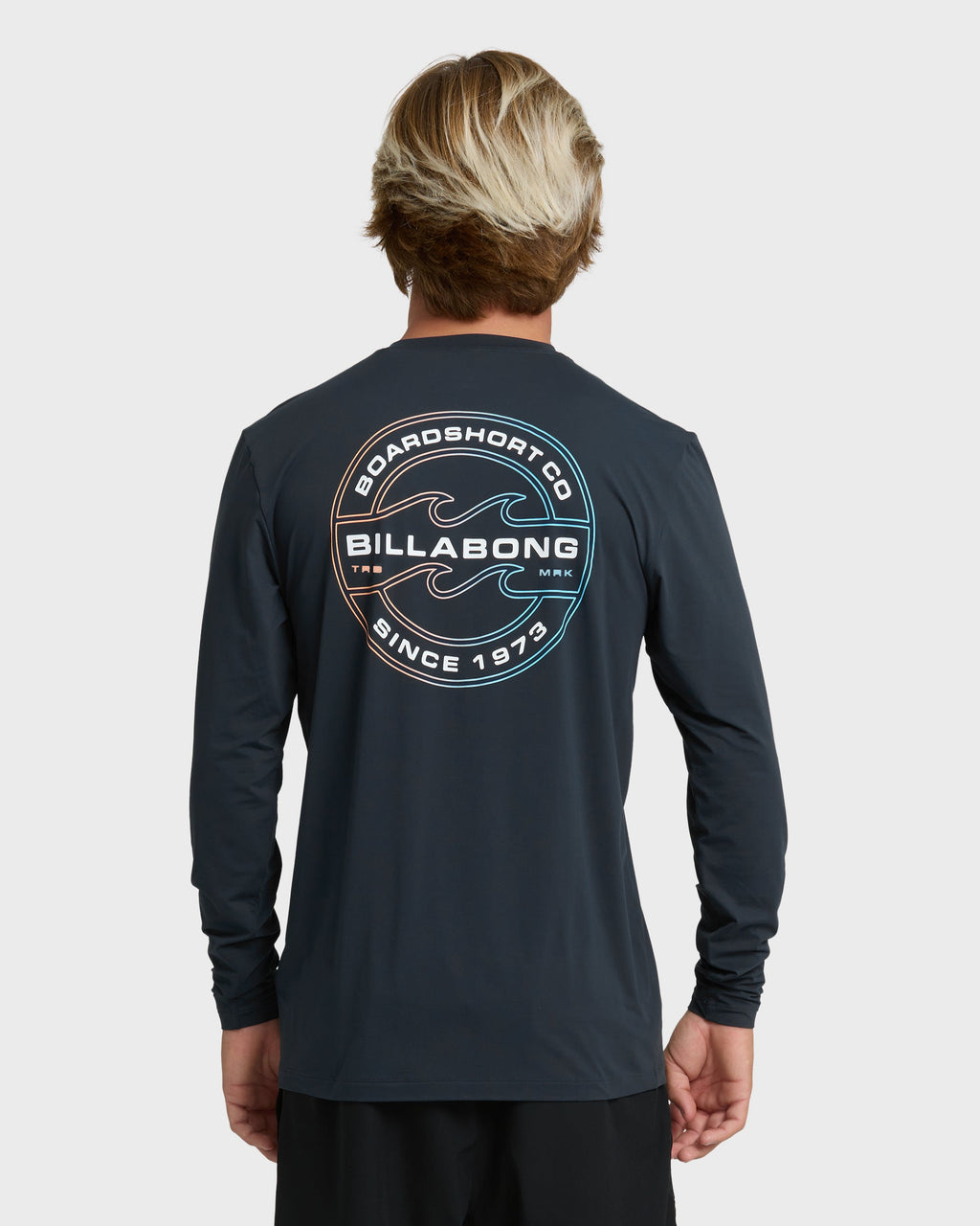 Hollow Loose Fit Long Sleeve Surf Tee - Navy