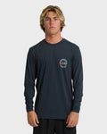 Hollow Loose Fit Long Sleeve Surf Tee - Navy