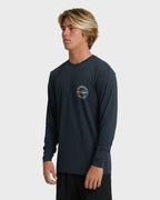Hollow Loose Fit Long Sleeve Surf Tee - Navy