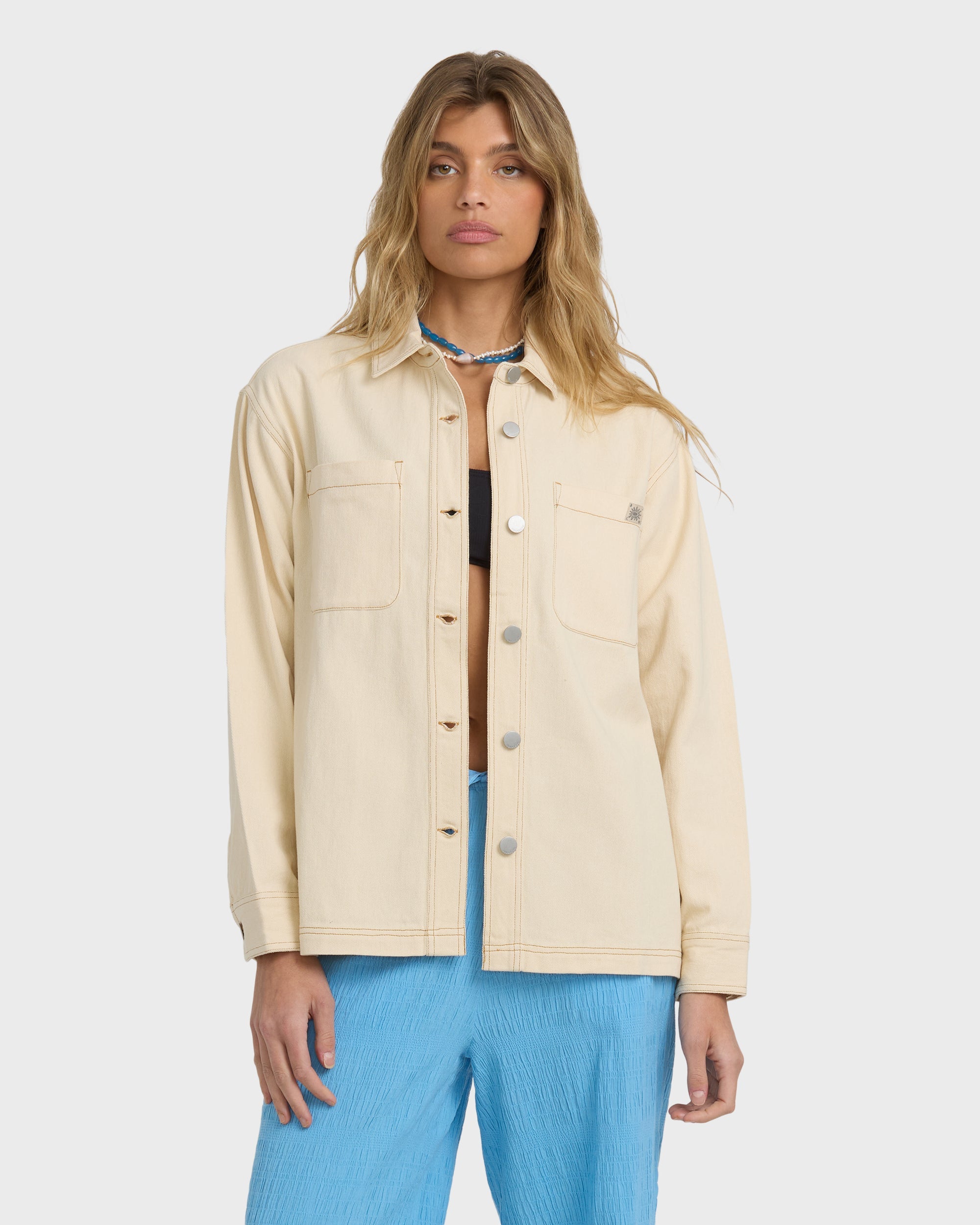 Laura Twill Shacket - Antique White