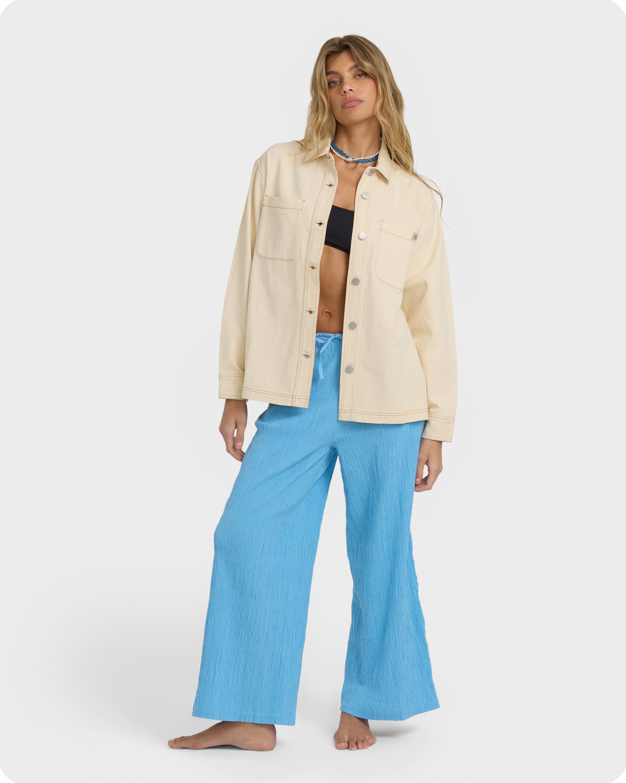 Laura Twill Shacket - Antique White