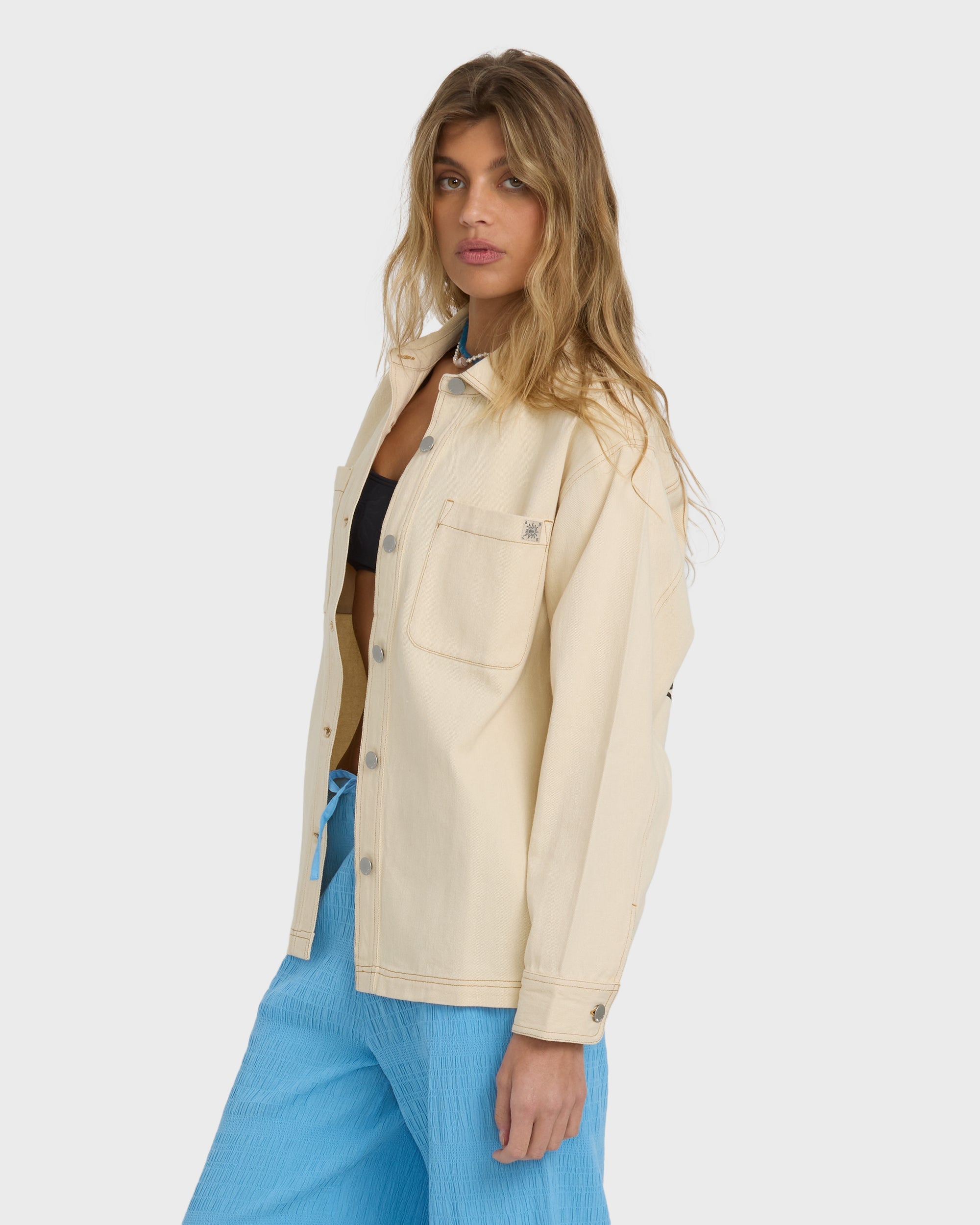 Laura Twill Shacket - Antique White