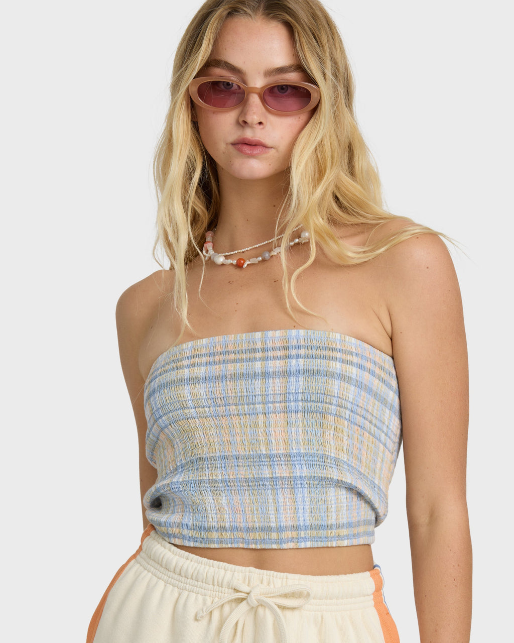 Keep It Simple 2 Tube Print Tube Top - Twilight Blue