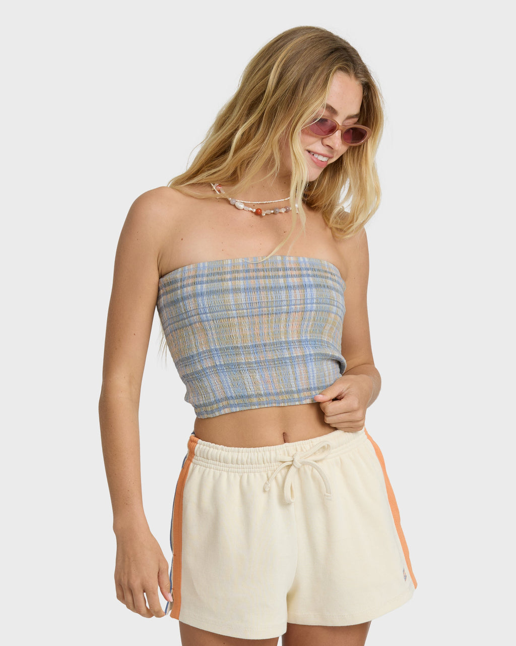 Keep It Simple 2 Tube Print Tube Top - Twilight Blue