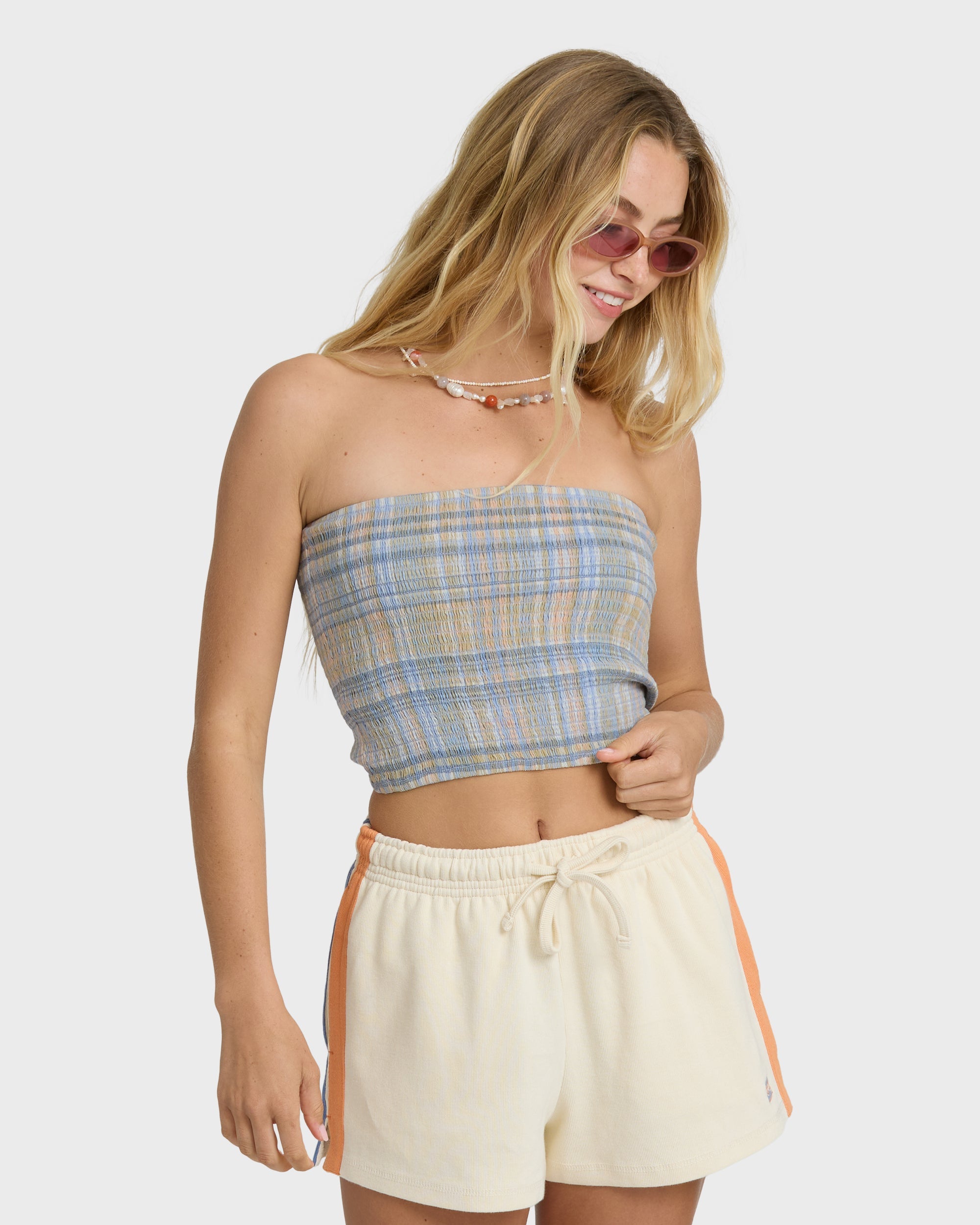Keep It Simple 2 Tube Print Tube Top - Twilight Blue