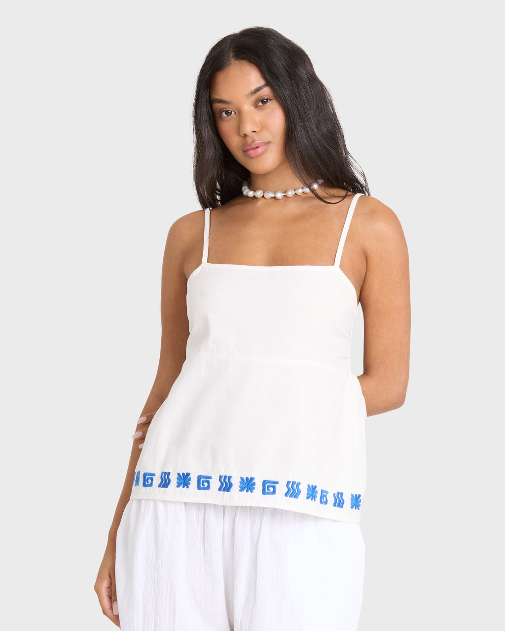 Sun Stamp Woven Tank - Salt Crystal