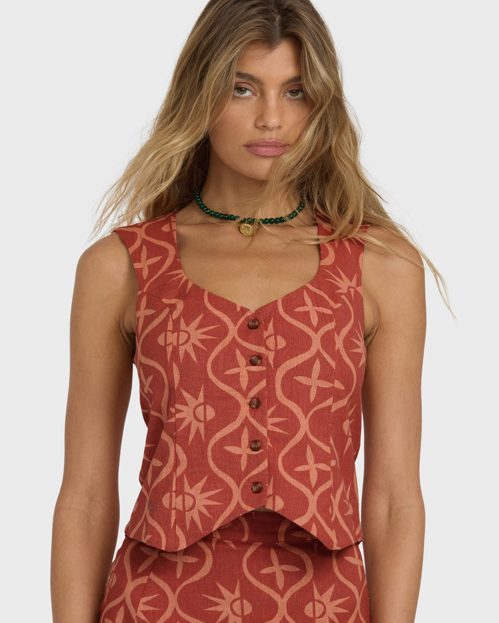 Sunny Waves Vest - Dark Coral