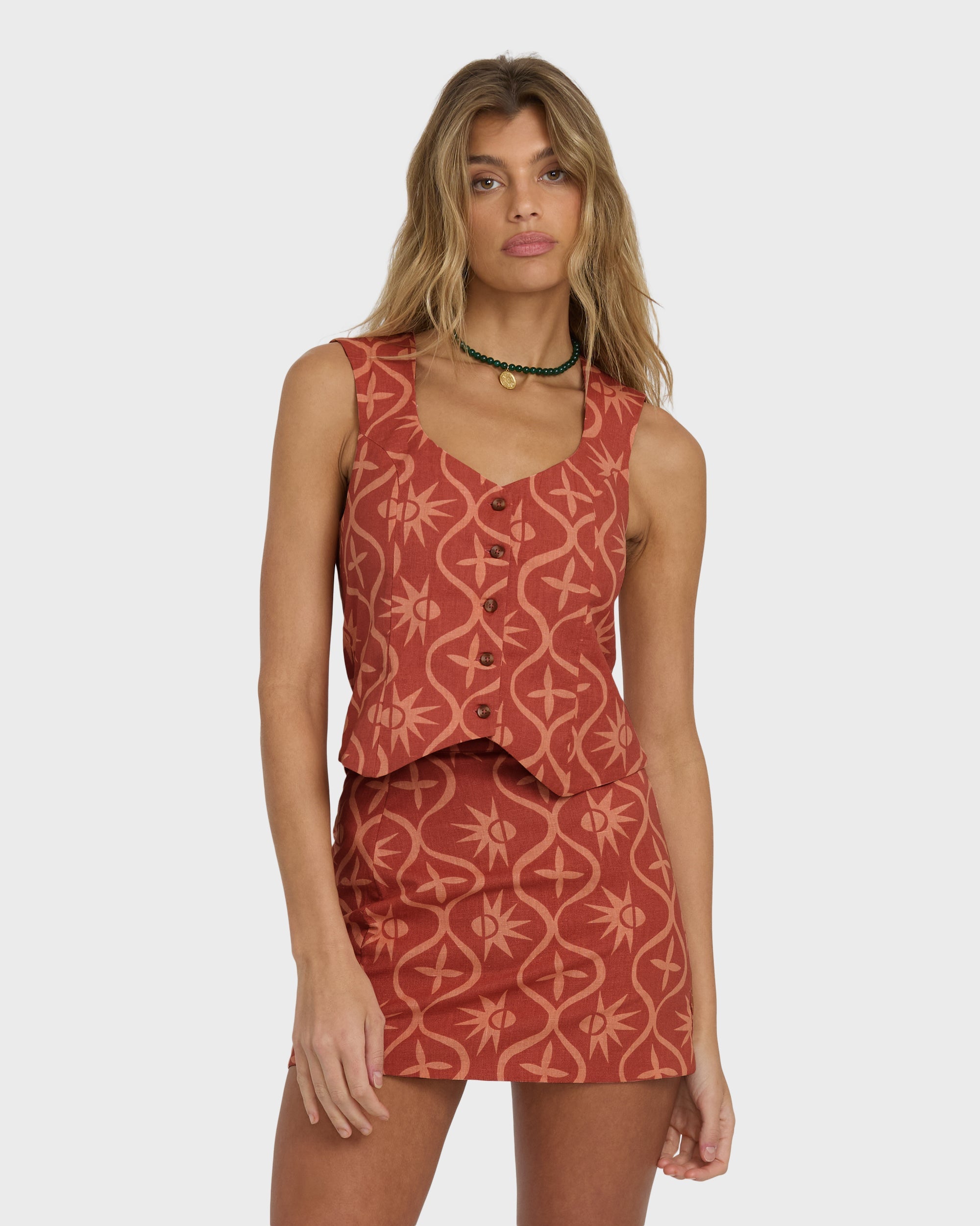 Sunny Waves Vest - Dark Coral