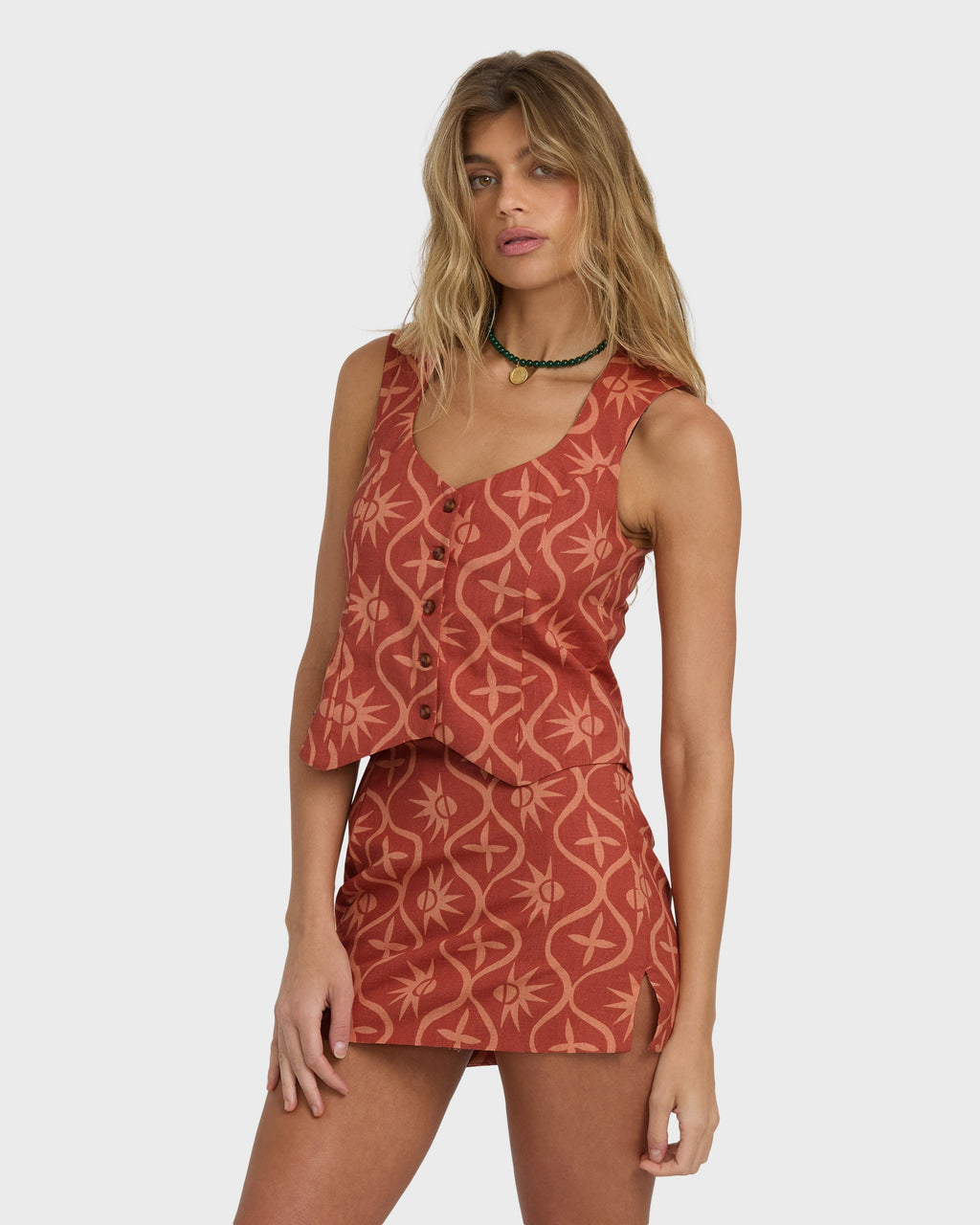 Sunny Waves Vest - Dark Coral