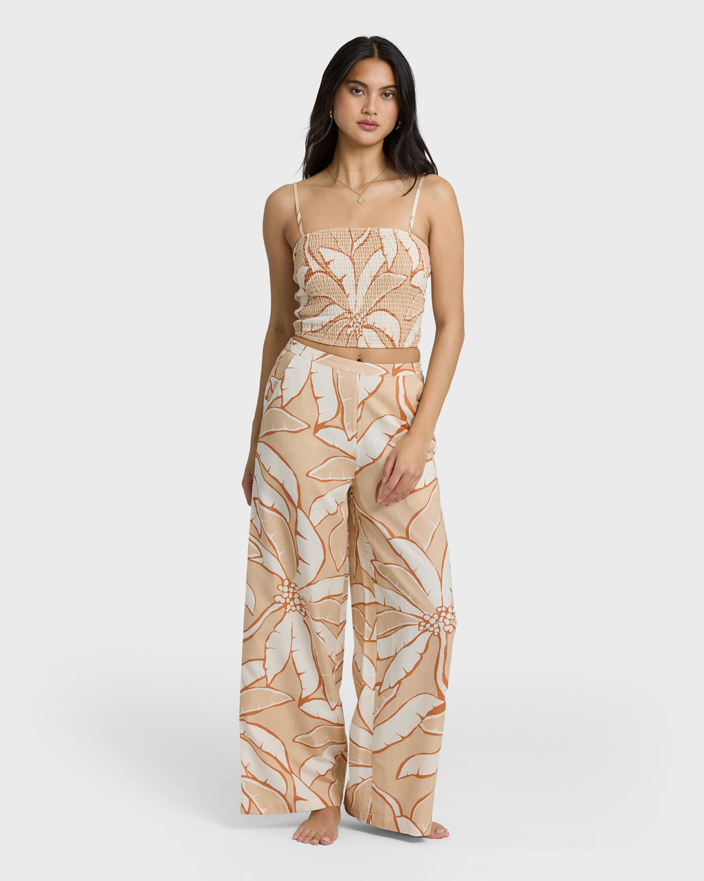 Tropic Breeze Elastic Waist Pants - Stone
