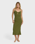 Sweet Moves Midi Dress - Dark Olive