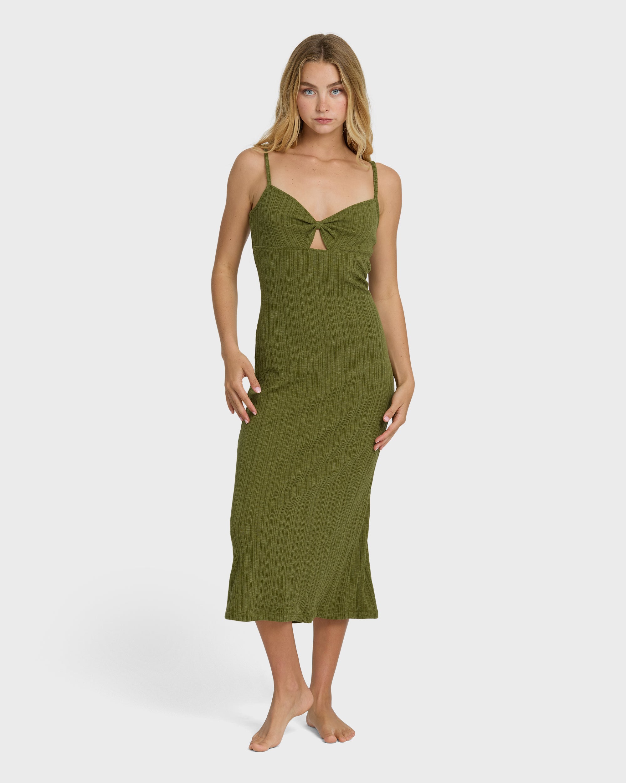 Sweet Moves Midi Dress - Dark Olive