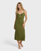 Sweet Moves Midi Dress - Dark Olive