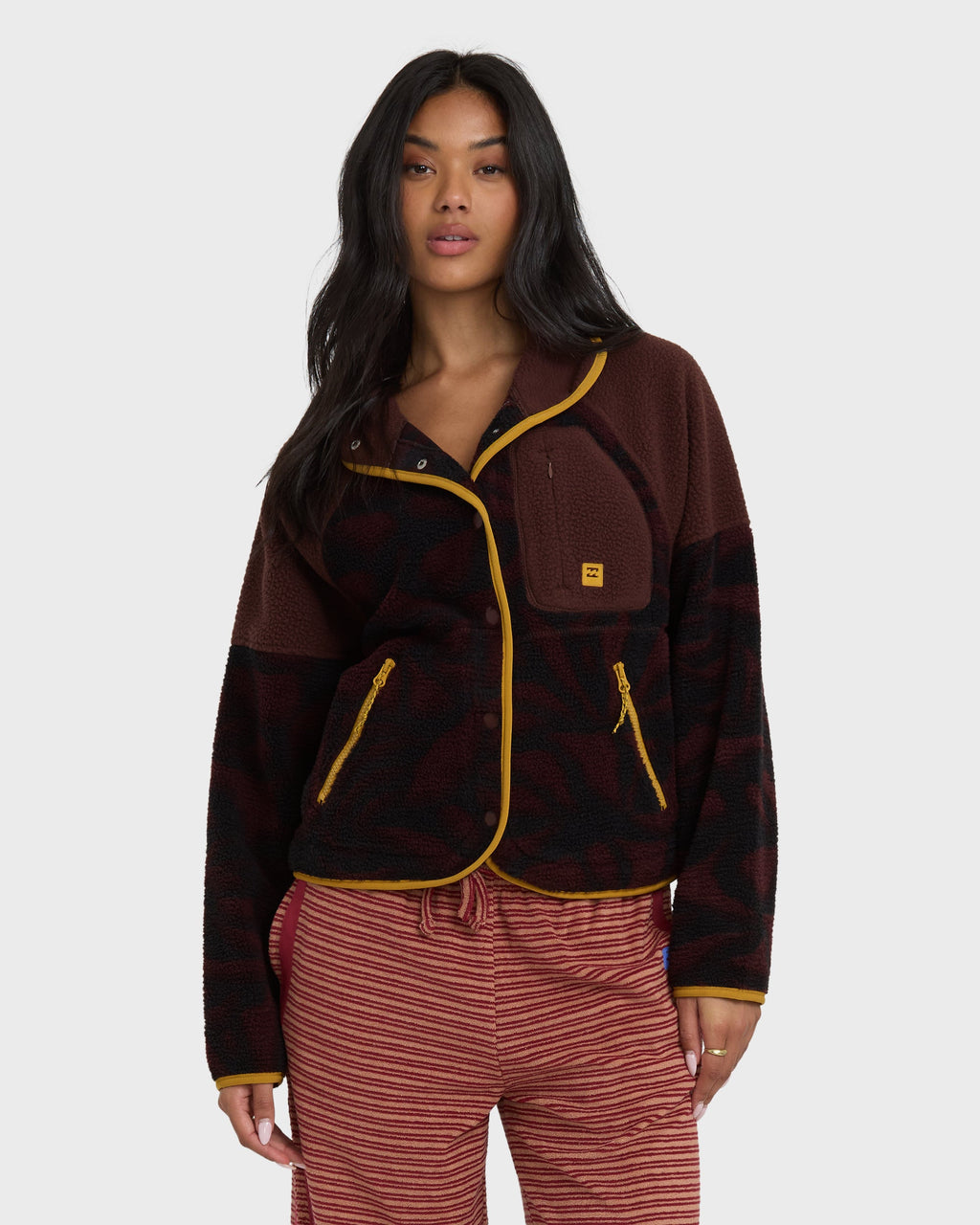 A/Div Popoyo Snap Up Sherpa Fleece Jacket - Teak