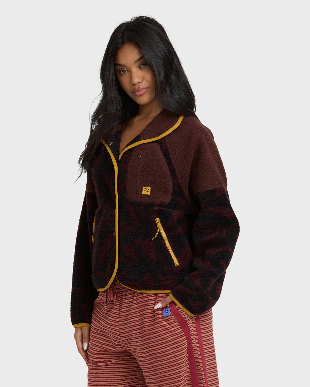A/Div Popoyo Snap Up Sherpa Fleece Jacket - Teak