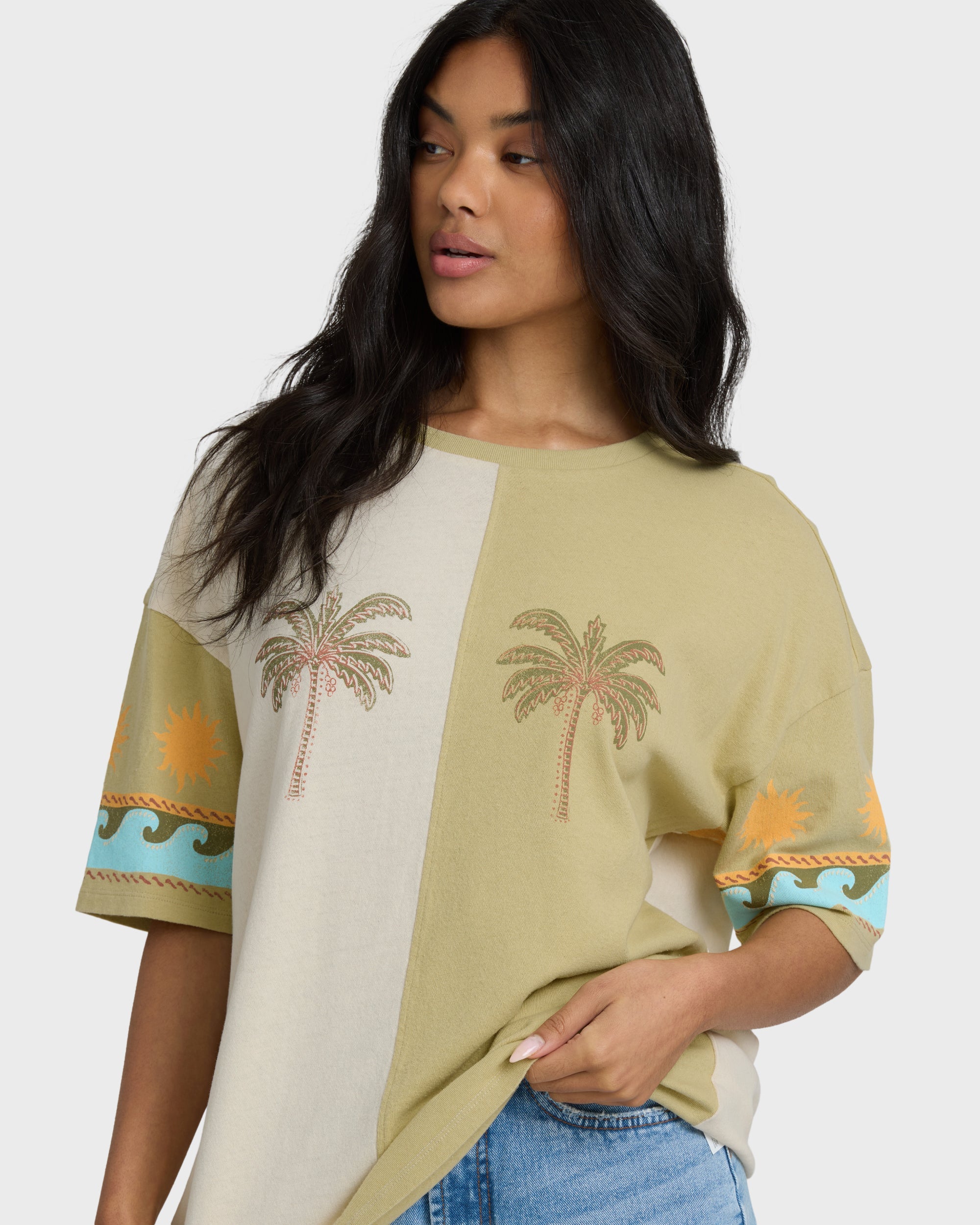 Split Palm Short Sleeve T-Shirt - White Cap