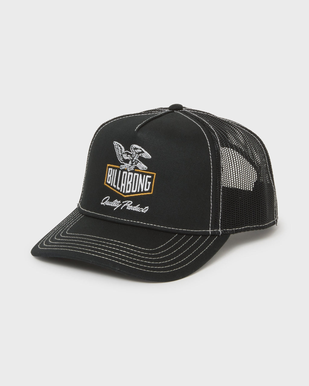 Peaked Trucker Hat - Black