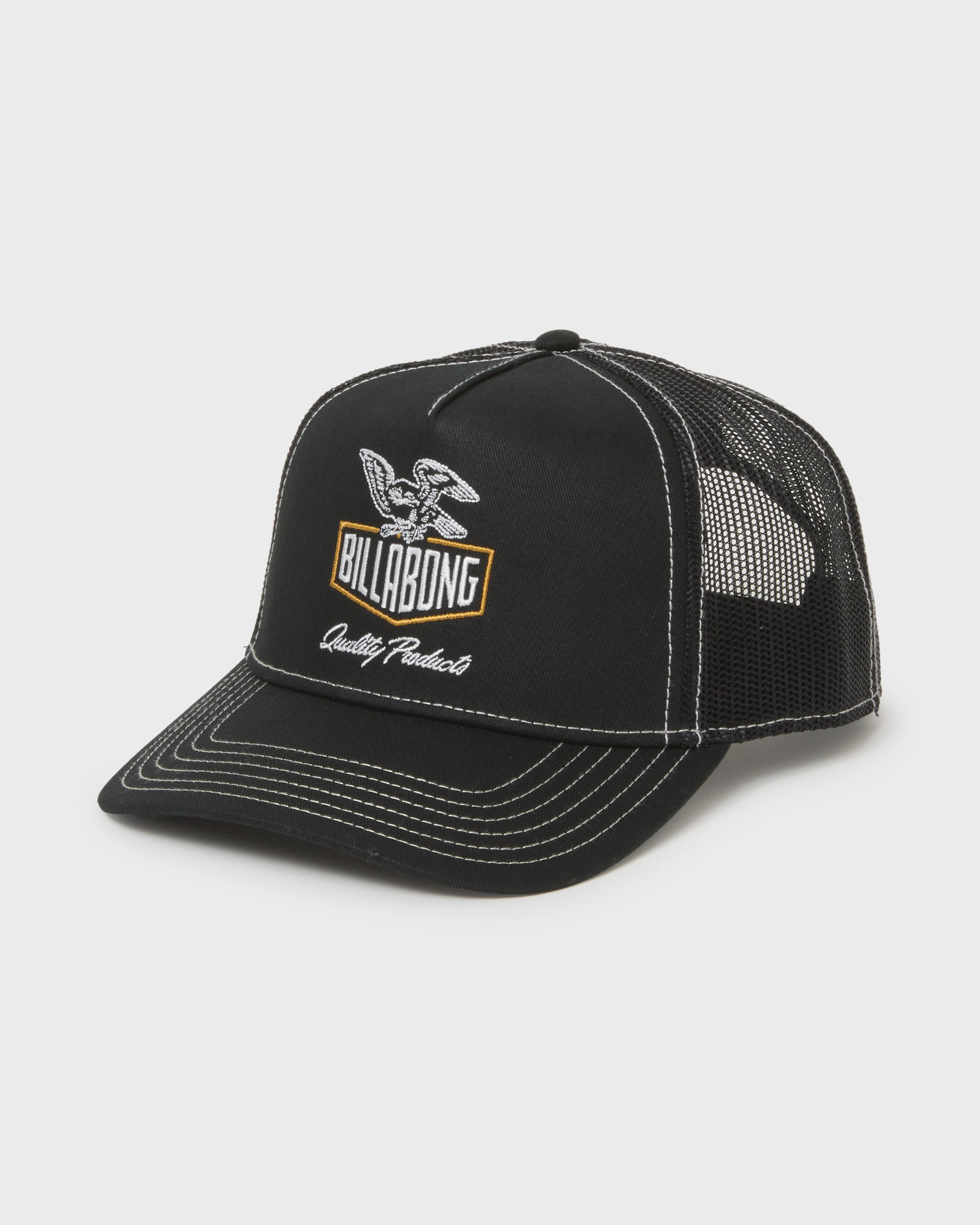 Peaked Trucker Hat - Black