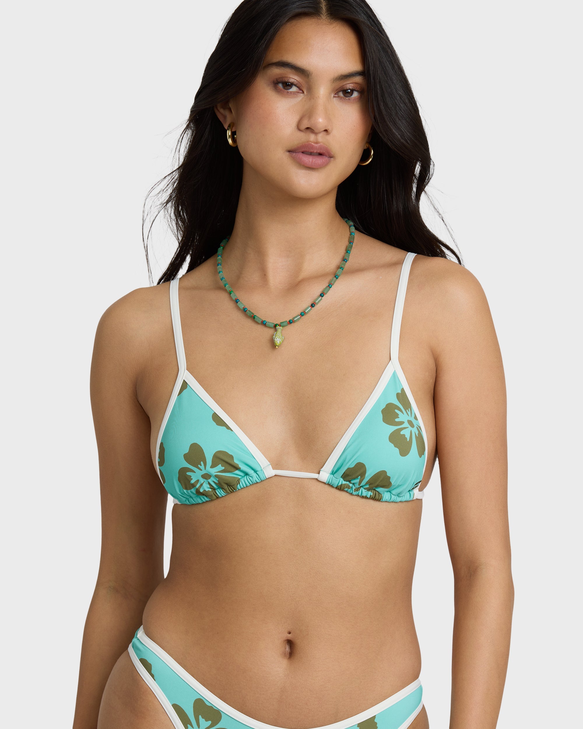 Last Summer Mini Slide Triangle Bikini Top - Ocean Spray