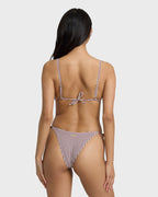 Mini Wave Check Low Tide Skimpy Bikini Bottom - Red Dahlia