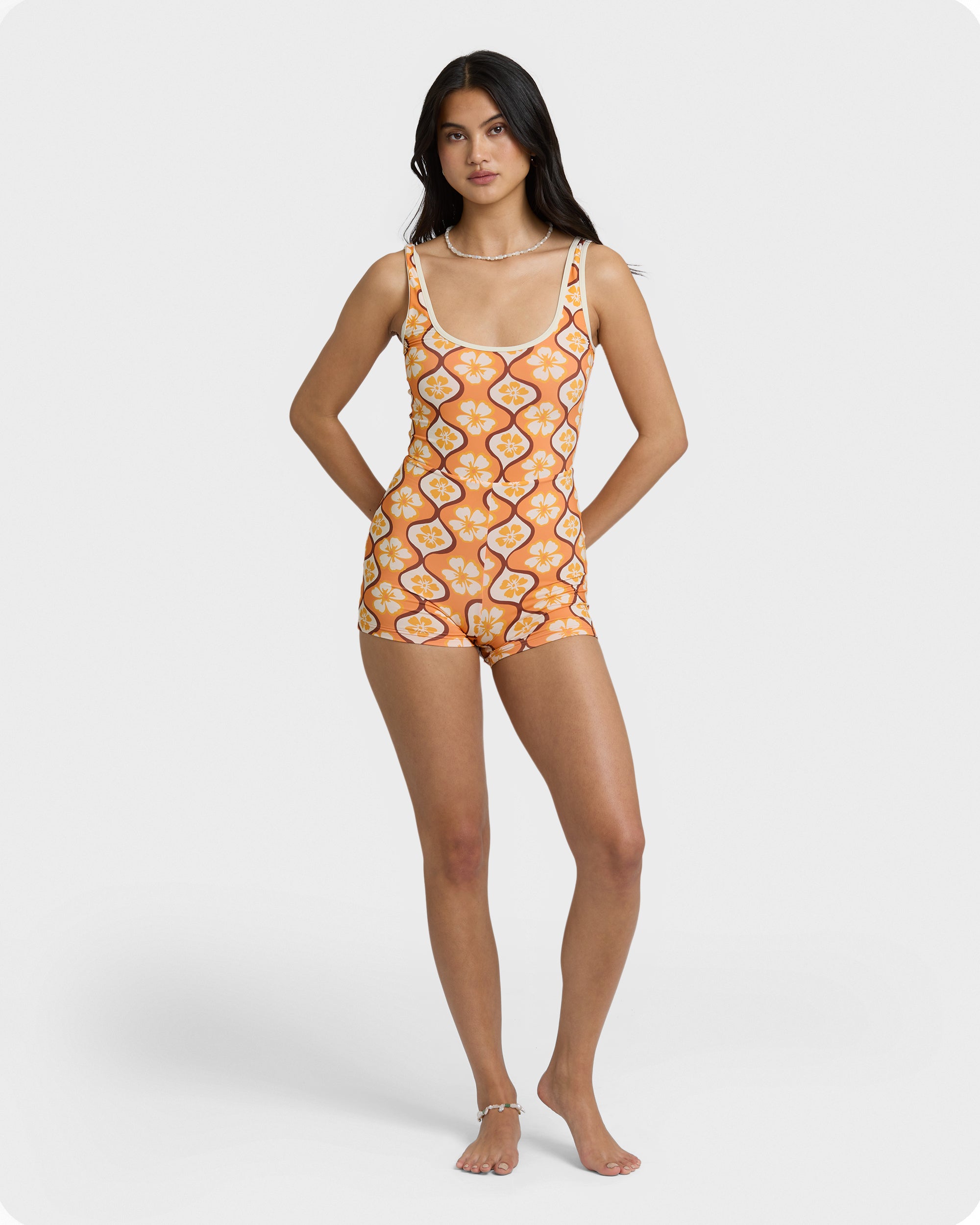 Sol Groove Retro Surf Suit - Tangerine