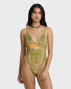 Vaca Soleil Deep V One-piece Swimsuit - Cedar