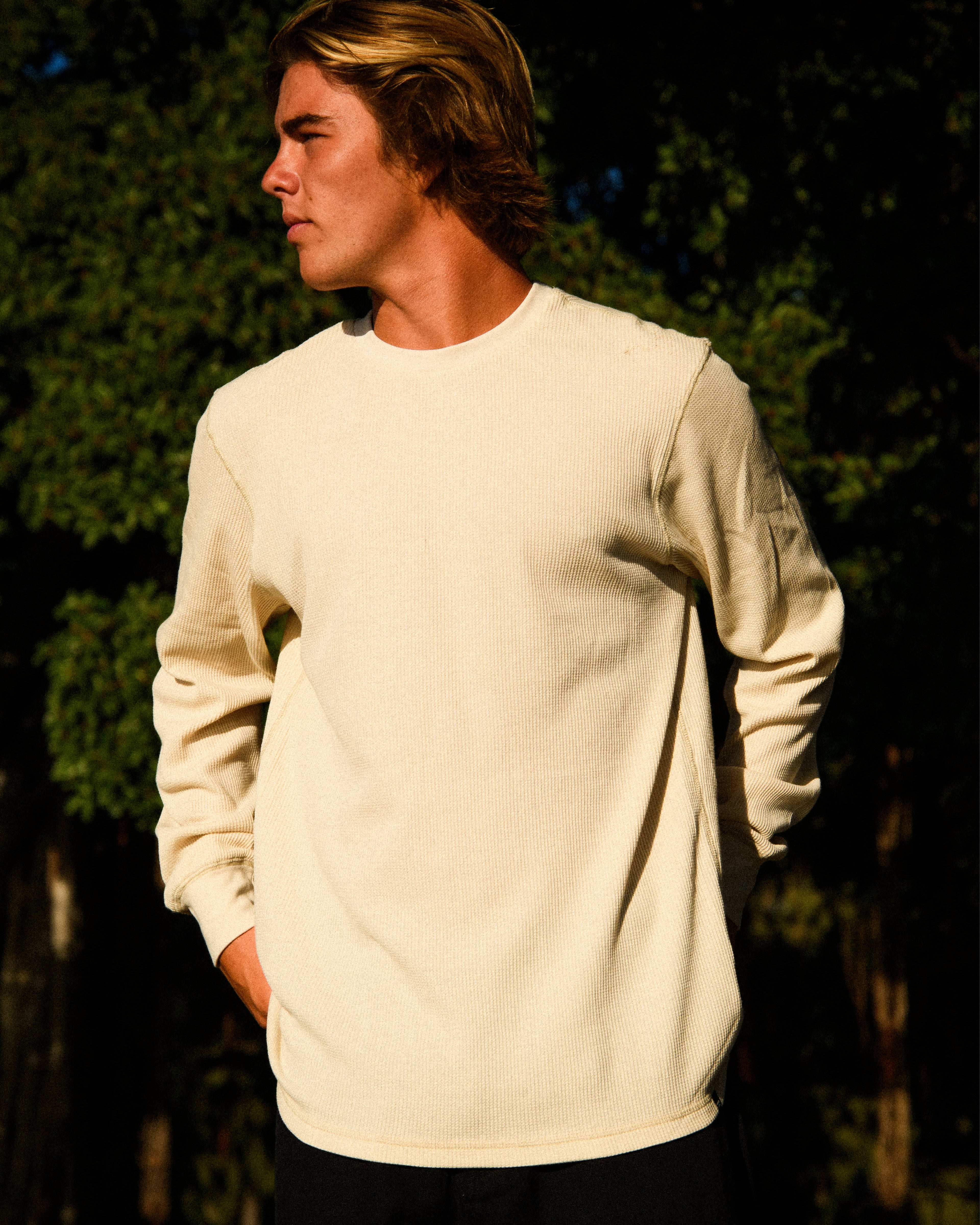 Essential Thermal Long Sleeve Knit Tee - Oatmeal