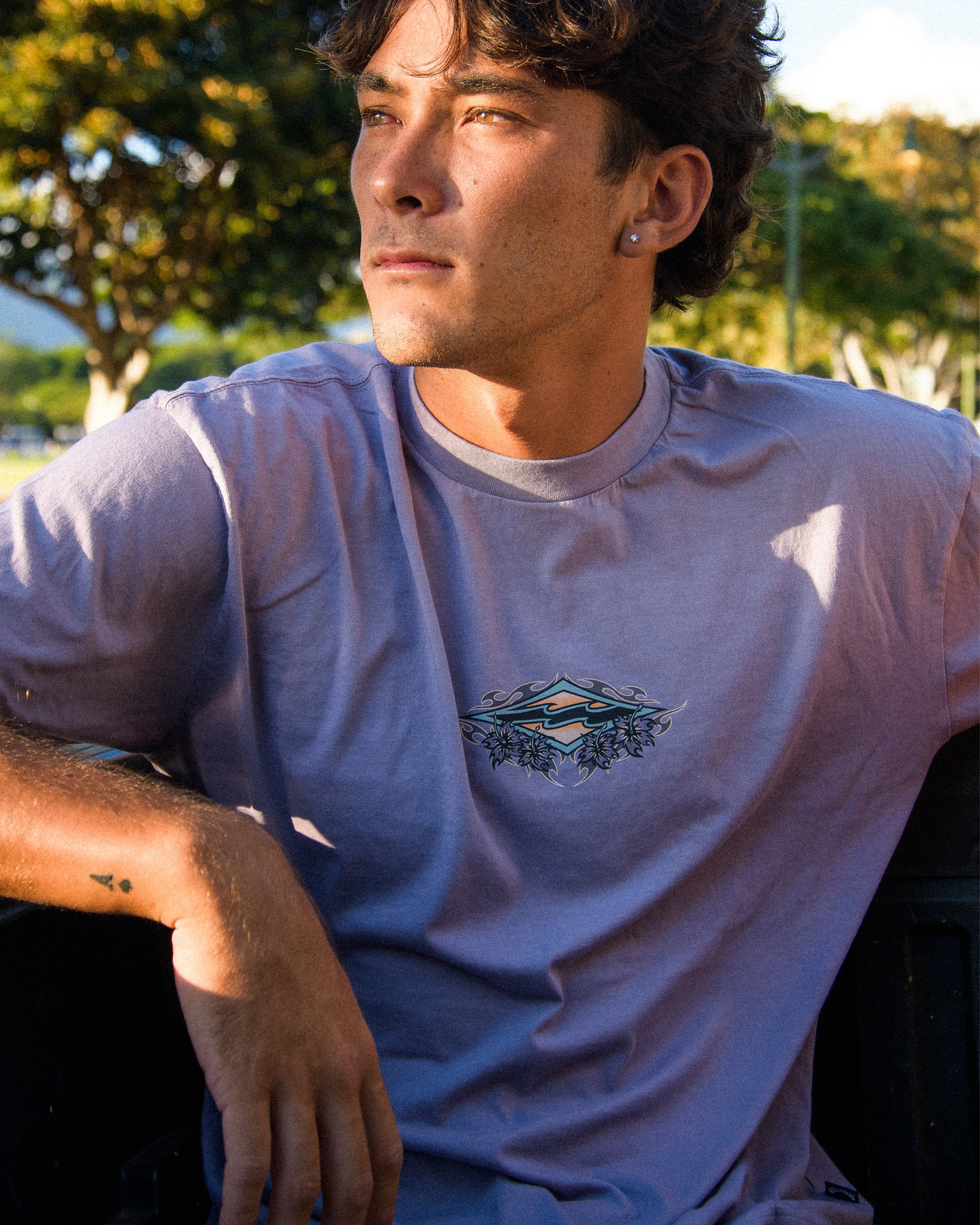 Biscus OG Short Sleeve Cotton T-Shirt - Purple Ash