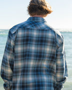 Coastline Long Sleeve Flannel Shirt - China Blue