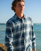 Coastline Long Sleeve Flannel Shirt - China Blue