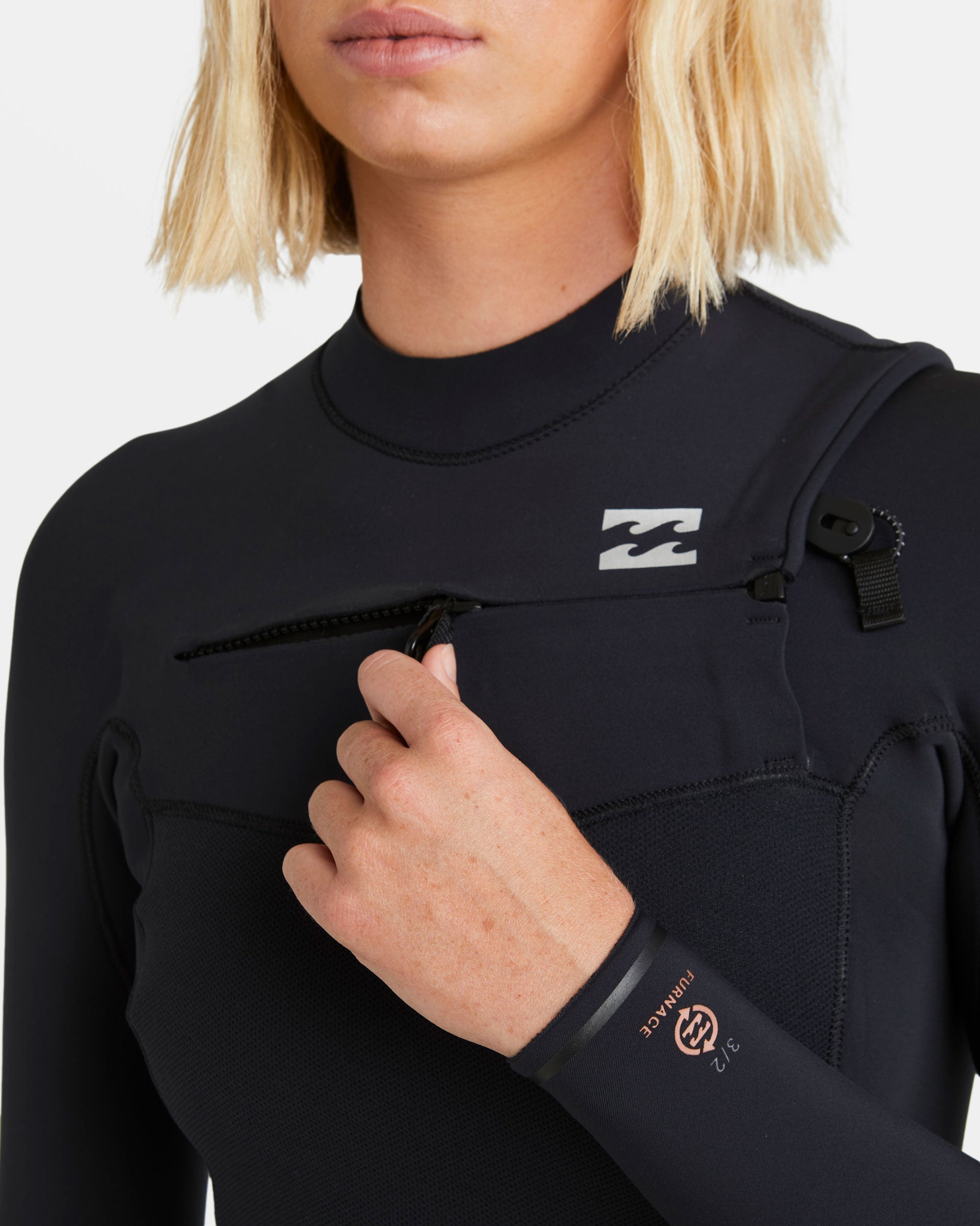 3/2mm Furnace Natural GBS Chest Zip Fullsuit - Black Tiki