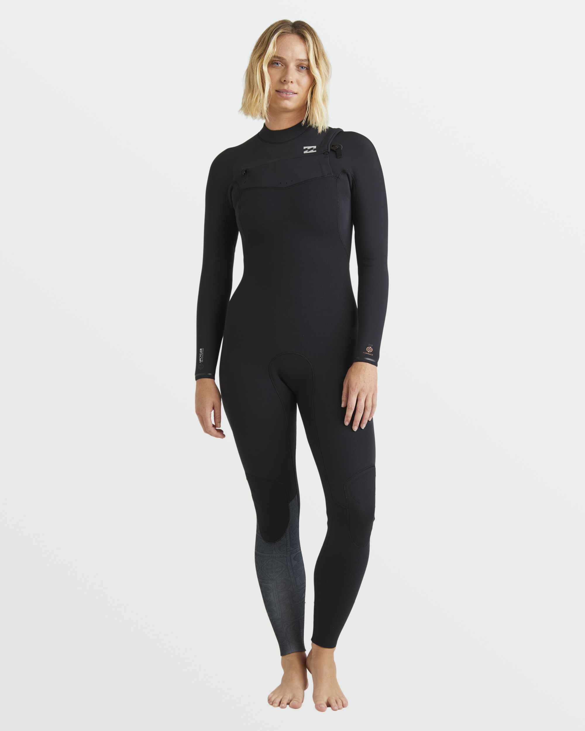 3/2mm Furnace Natural GBS Chest Zip Fullsuit - Black Tiki