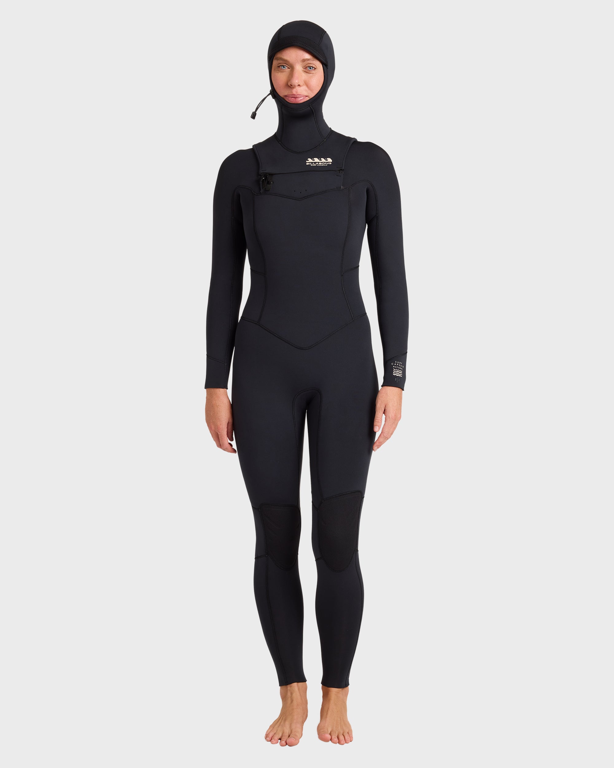 5/4mm Salty Dayz Chest Zip Hooded Full Wetsuit - Black